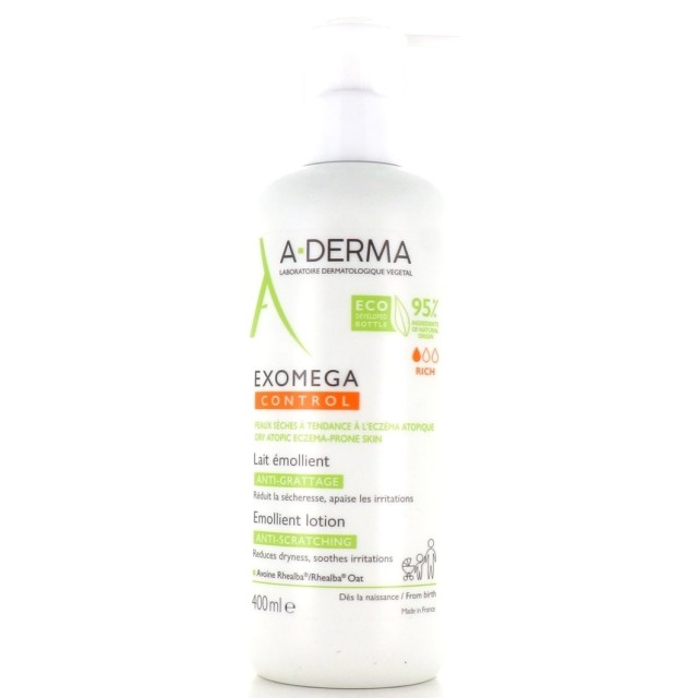 A-Derma Exomega Control Lait Emollient Lotion Μαλακτικό Γαλάκτωμα Προσώπου & Σώματος για Ατοπικό ή Πολύ Ξηρό Δέρμα 400ml product photo