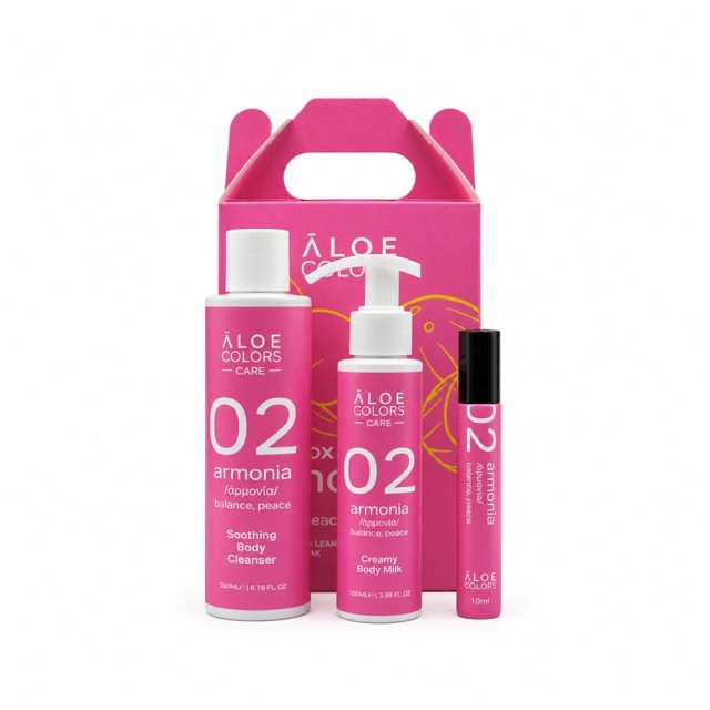 Aloe Colors 02 Armonia Gift Box Σετ Δώρου με Soothing Body Cleanser Αφρόλουτρο 200 ml, Creamy Body Milk Γαλάκτωμα Σώματος 100 ml & Eau de Parfum 10 ml product photo
