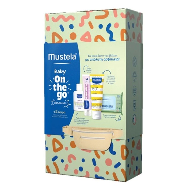Mustela Promo Baby Essentials Kit Very High Protection Sun Lotion SPF50+ 40ml, Mustela 123 Vitamin Barrier Cream 50ml & Eco-Responsible Natural Fiber Cleansing Wipes 60τεμ product photo