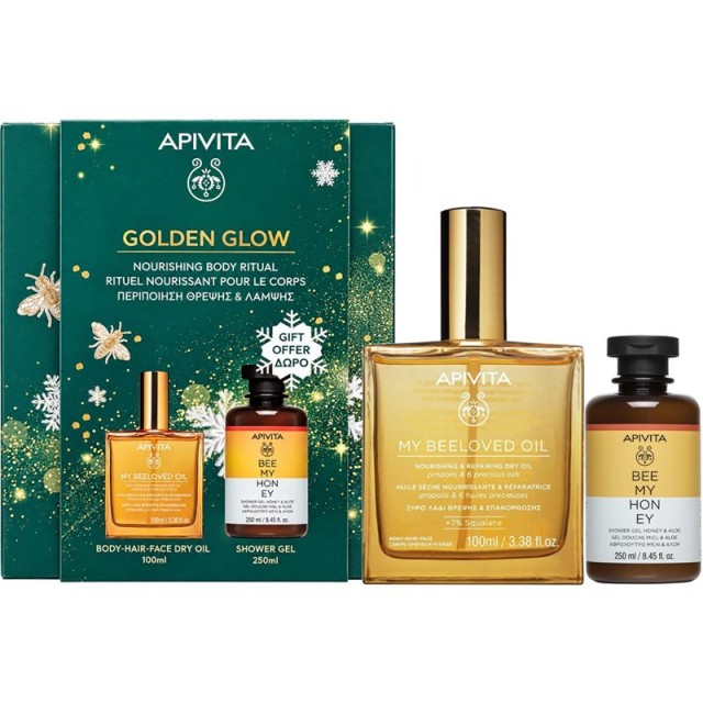 Apivita Promo Golden Glow My Beeloved Oil Ξηρό Λάδι Θρέψης & Επανόρθωσης 100ml & Δώρο Bee My Honey Αφρόλουτρο 250ml product photo