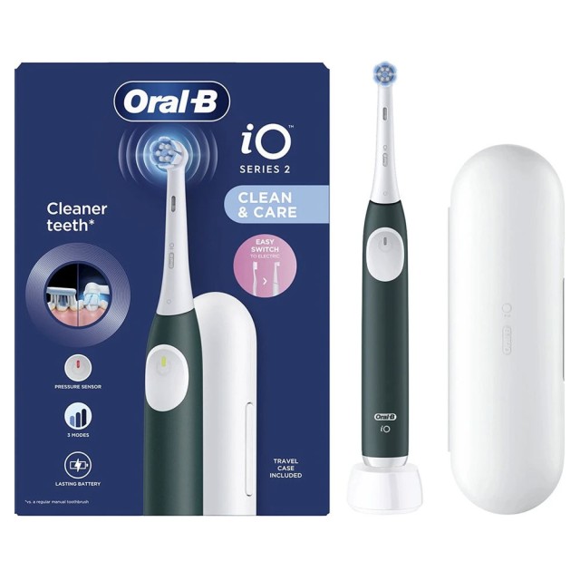 Oral-B iO Series 2 Clean & Care Electric Toothbrush with Travel Case Dark Green 1τεμ product photo