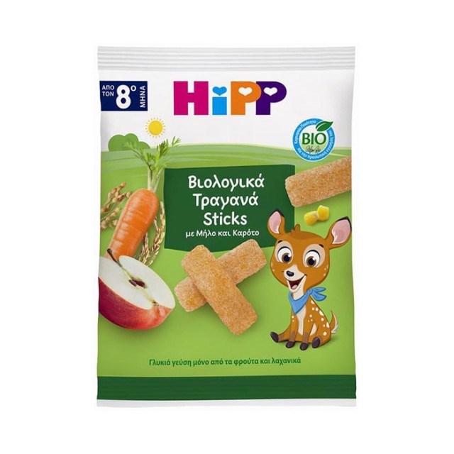HiPP Bio Βιολογικά Τραγανά Sticks με Μήλο & Καρότο για Βρέφη από τον 8ο Μήνα 30 gr product photo
