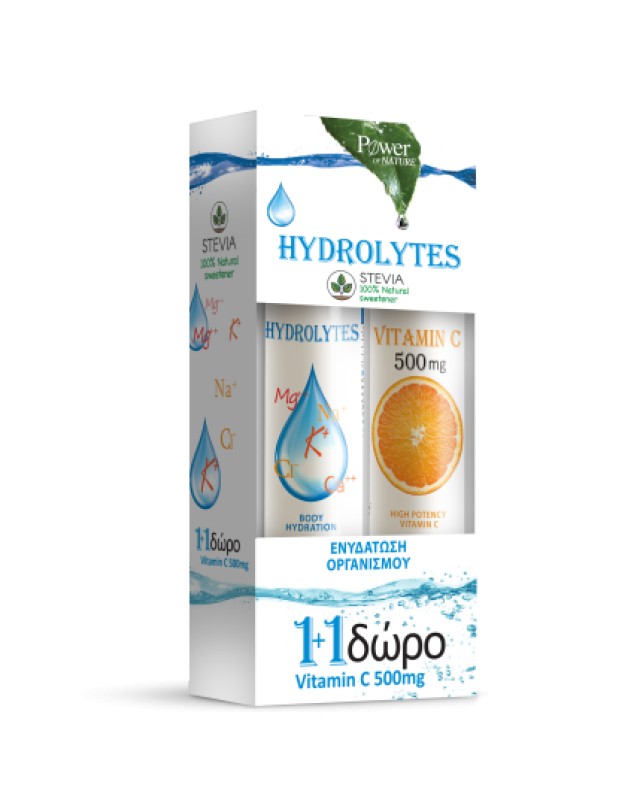 Power Health Hydrolytes Stevia 20 eff. tabs + Δώρο Vitamin C 500 mg 20 eff. tabs product photo
