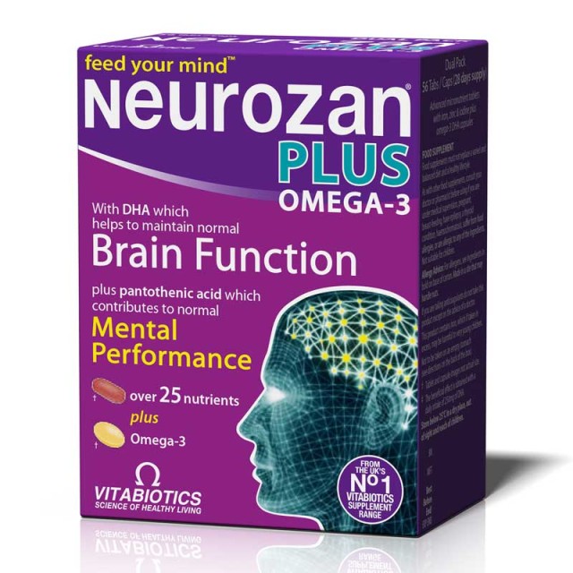 Vitabiotics Neurozan Plus Omega-3 Συμπλήρωμα Διατροφής που Ενισχύει την Εγκεφαλική Λειτουργία 28 tabs / 28 caps product photo