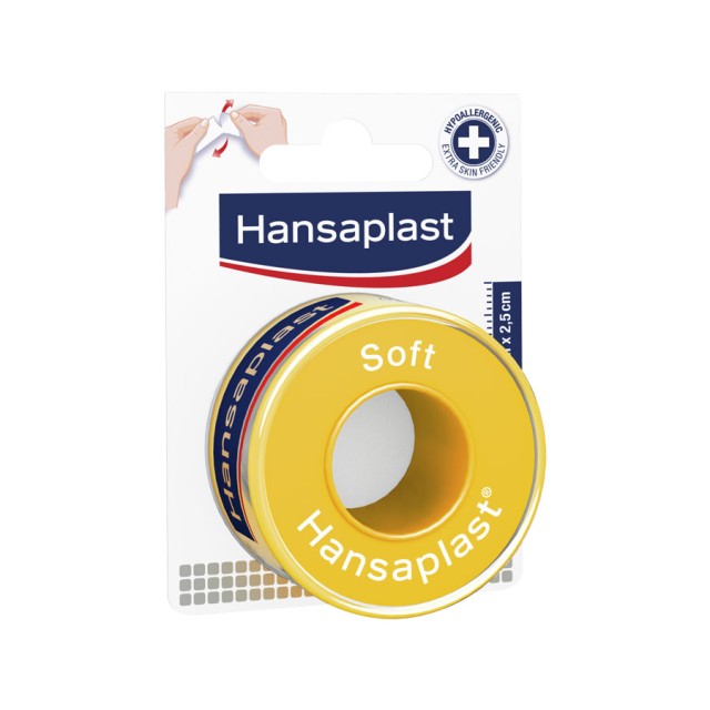 Hansaplast Αυτοκόλλητη Επιδεσμική Ταινία Soft, Yποαλλεργική 2,5 cm x 5 m product photo