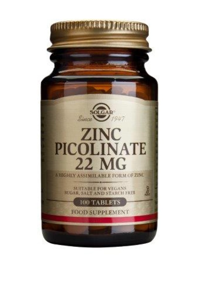 Solgar Zinc Picolinate 22 mg 100 Tabs product photo