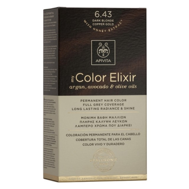 Apivita My Color Elixir 6.43 Ξανθό Σκούρο Χάλκινο Μελί Μόνιμη Βαφή Μαλλιών 1 τμχ product photo