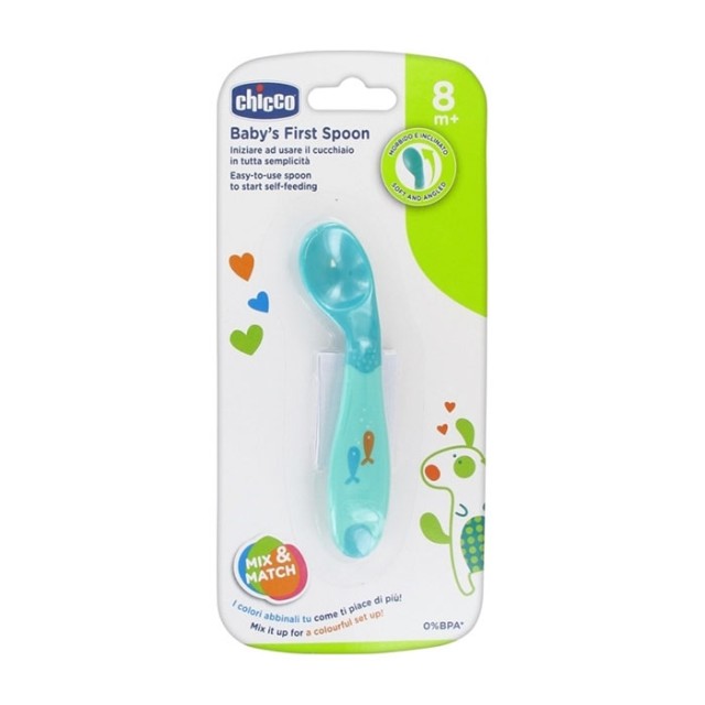 Chicco Babys First Spoon 8m+ Κουτάλι Σιλικόνης - Αγόρι 1Τμχ product photo