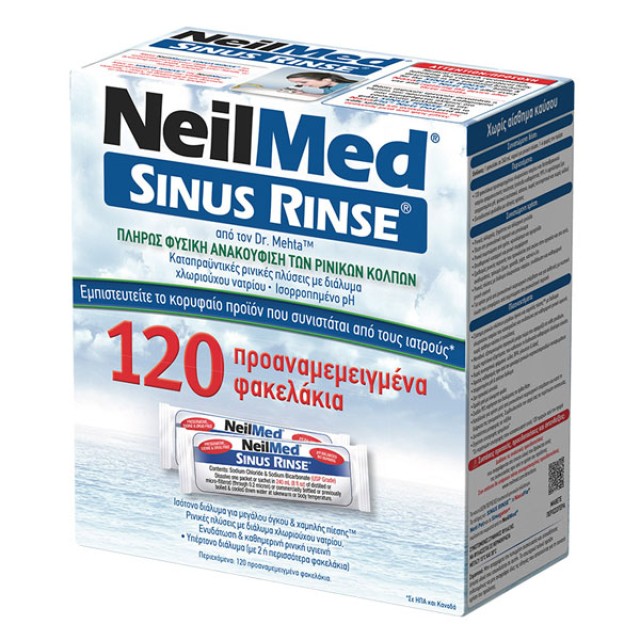 NeilMed Sinus Rinse Ανταλλακτικά Φακελάκια Διάλυμα Ρινικών Πλύσεων για Ενήλικες 120τεμ product photo