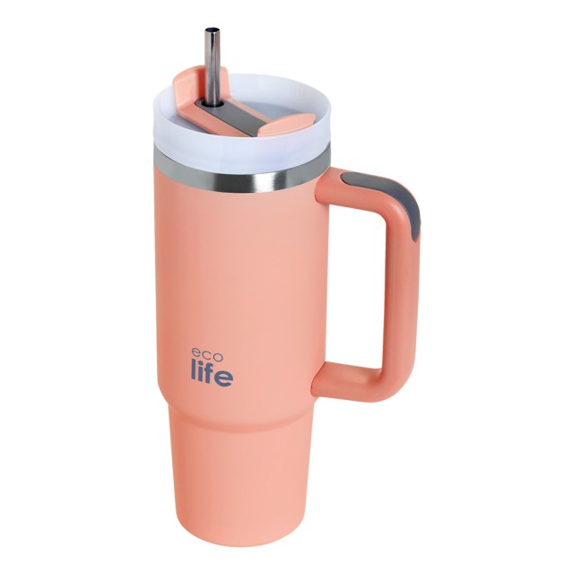 Ecolife Ανοξείδωτο Ποτήρι Θερμός με Καλαμάκι Flamingo Pink 900ml - 33-BO-5010 product photo