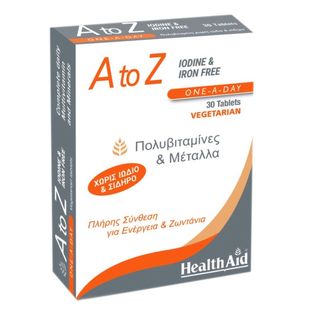 Health Aid A to Z Iodine & Iron Free 30tabs product photo