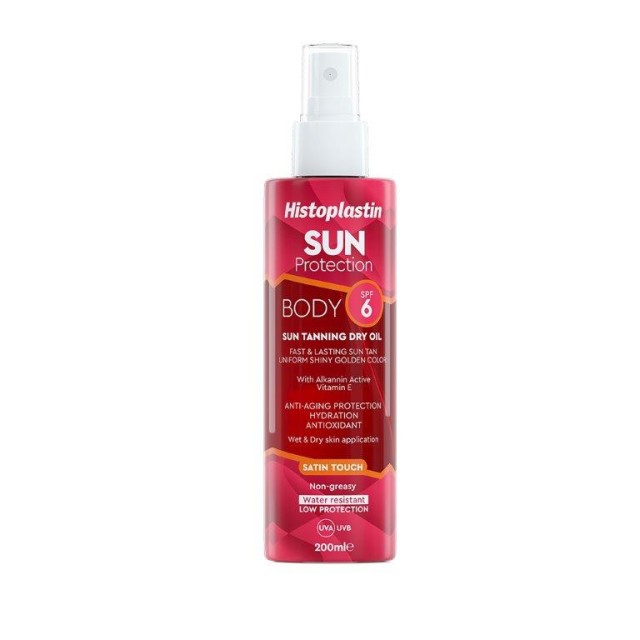 Histoplastin Sun Protection Tanning Dry Oil Body Satin Touch Spf6 200ml product photo