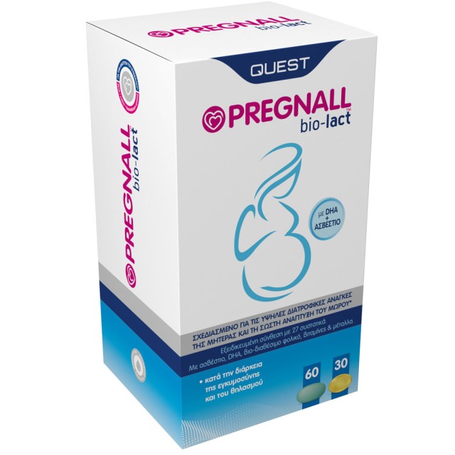 Quest Pregnall Bio-Lact Συμπλήρωμα Διατροφής Κατά την Διάρκεια της Εγκυμοσύνης & του Θηλασμού 60 tabs & 30 caps product photo