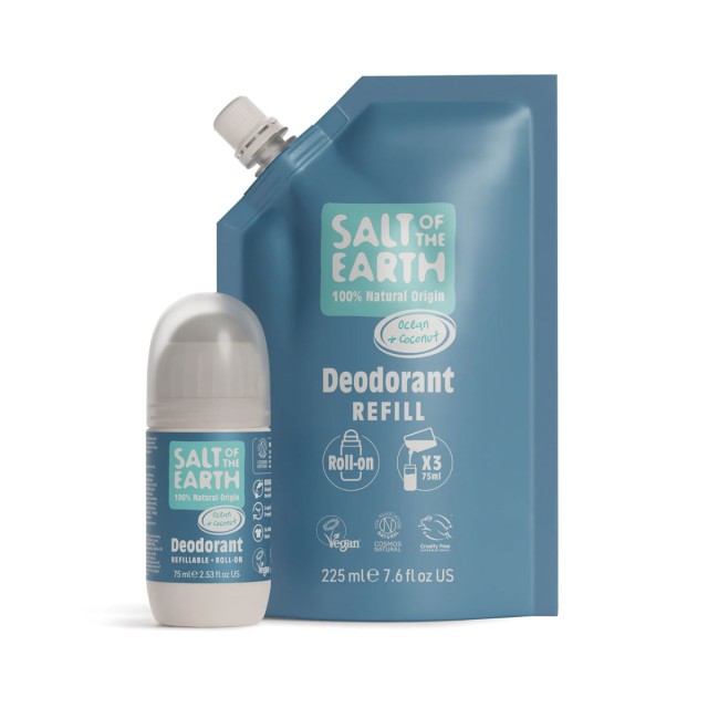 Salt of the Earth Vegan Αποσμητικό Roll-On Ocean & Coconut Refill Pouch 300ml product photo