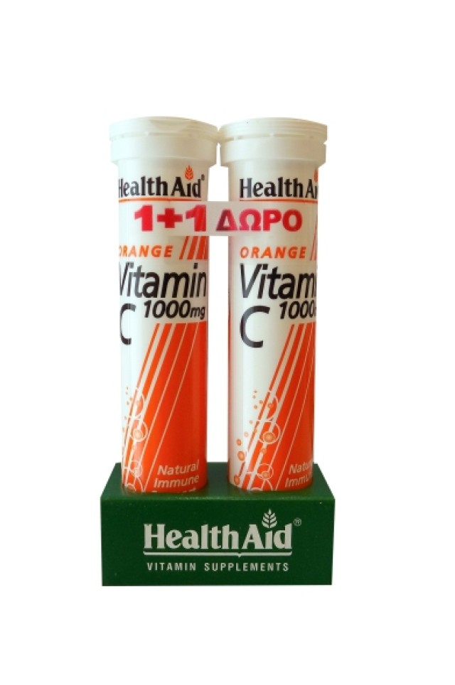 Health Aid Vitamin C 1000 mg Πoρτoκάλι 20 Eff.Tabs 1+1 Δώρο product photo