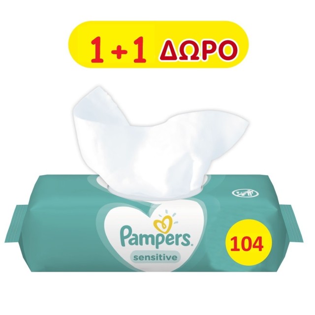 Pampers Wipes Sensitive 52 Τεμάχια (1+1 Δώρο) product photo
