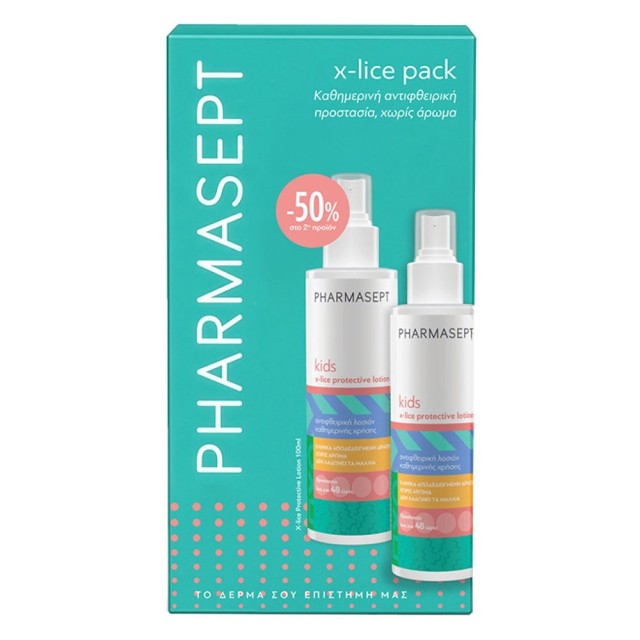 Pharmasept Promo Kids X-Lice Protective Lotion Παιδική Αντιφθειρική Λοσιόν Χωρίς Άρωμα 2x100ml -50% στο 2ο Προϊόν product photo