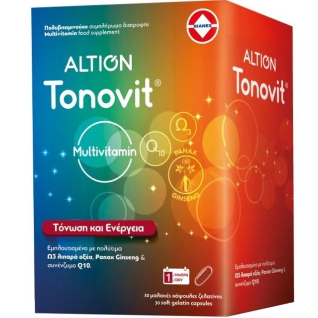 Altion Tonovit Multivitamin Συμπλήρωμα Διατροφής Πολυβιταμινών για Τόνωση & Ενέργεια 30 Softgels product photo