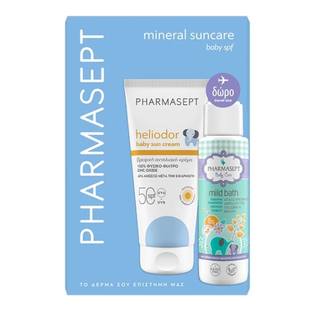 Pharmasept Promo Heliodor Baby Sun Cream Spf50 100ml & Δώρο Travel Size Baby Care Mild Bath 100ml product photo