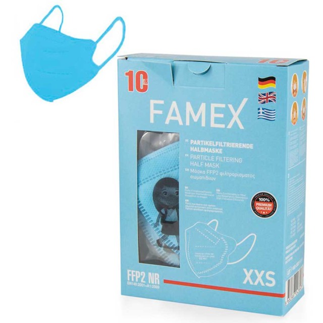 Famex Παιδική Μάσκα Υψηλής Προστασίας FFP2 NR - Γαλάζιο 10τμχ product photo
