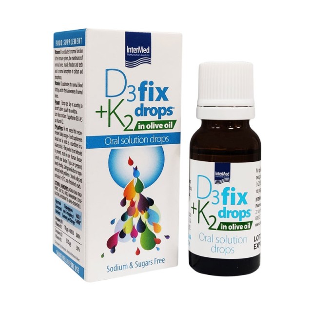 Intermed D3+K2 in Olive Oil Fix Drops Oral Solution 12ml product photo
