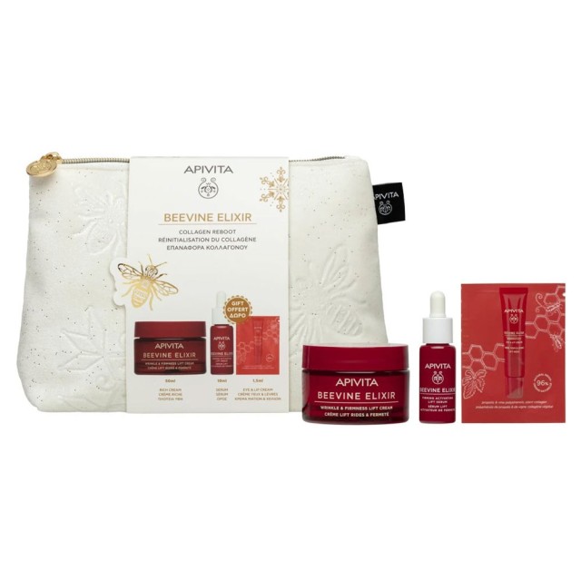 Apivita Promo Beevine Elixir Wrinkle & Firmness Lift Cream Rich Texture 10ml & Δώρο Firming Activating Lift Serum 10ml & Wrinkle Lift Eye & Lip Cream 1,5ml & Δώρο Νεσεσέρ 1 Τεμάχιο product photo