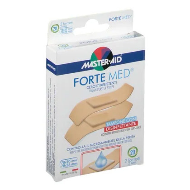 Master Aid Forte Med Αυτοκόλλητα Strips Μπεζ 2 assorted sizes 78x20 / 78x26 mm 20 τεμ product photo