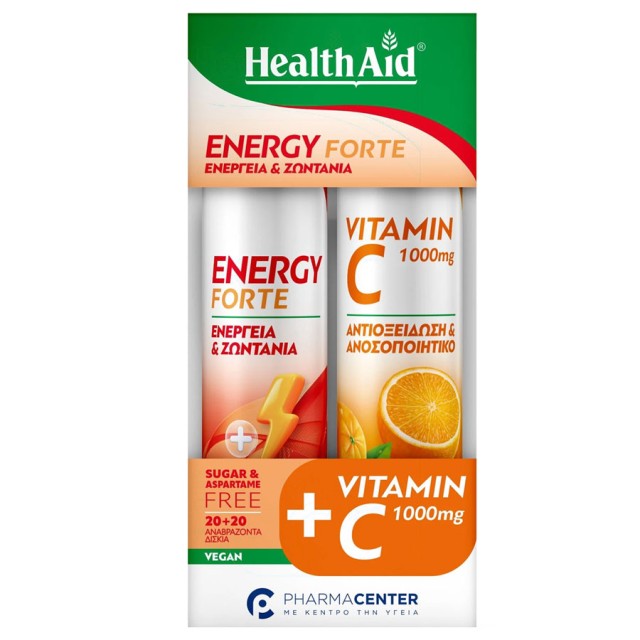 Health Aid Promo Energy Forte Tropical Fruits 20 Effer.tabs & Vitamin C 1000mg Orange 20 Effer.tabs product photo