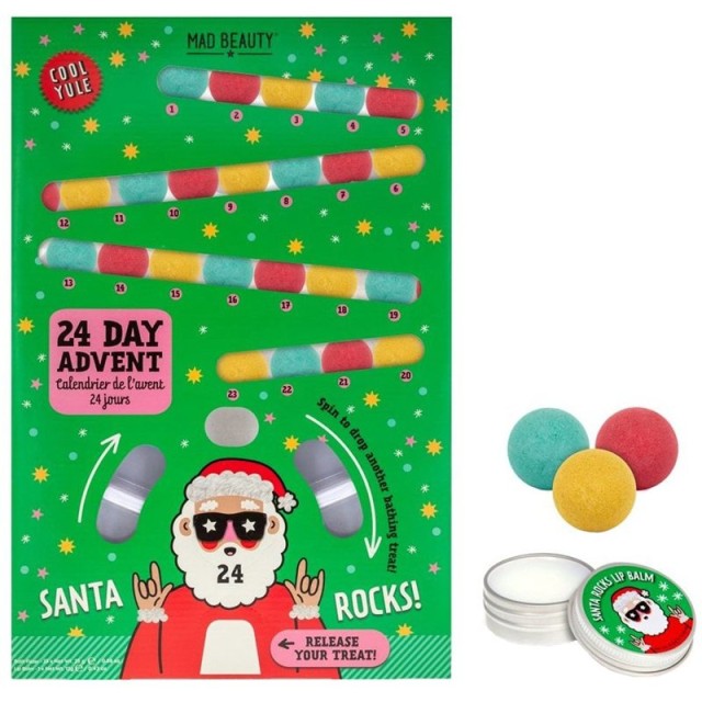 Mad Beauty Promo Cool Yule Bath Fizzer Advent Calendar Ημερολόγιο Αντίστροφης Μέτρησης με 23 Άλατα Μπάνιου & Lip Balm Frosted Berries 12 g product photo