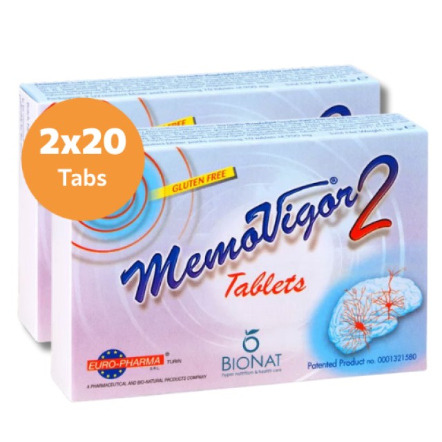 Bionat Promo Memovigor 2 για τις Εμβοές & την Μνήμη 900mg 2x20 tab product photo