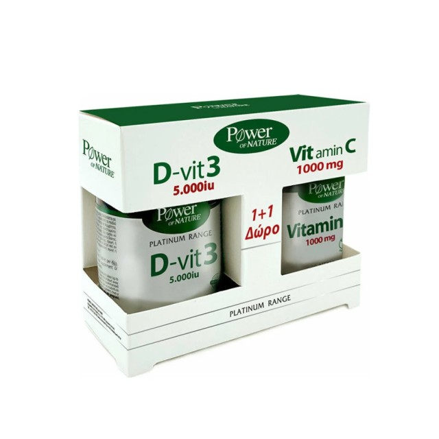 Power Health Power of Nature Promo Platinum Range Vitamin D3 5000iu 60tabs & Δώρο Vitamin C 1000mg 20tabs product photo