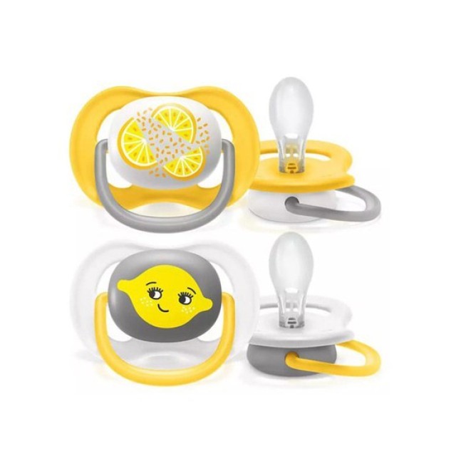 Philips Avent Ultra Air Happy Πιπίλα Σιλικόνης 6-18m Σε Λευκό & Κίτρινο 2τεμ SCF080/18 product photo