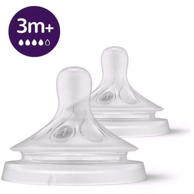 Philips Avent Natural Response Teat Θηλή Μαλακής Σιλικόνης 3m+, 2 τεμ - Κωδ SCY964/02 product photo