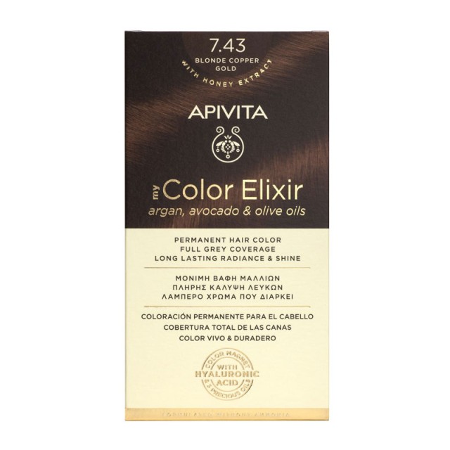 Apivita My Color Elixir 7.43 Ξανθό Χαλκινο Μελί Μόνιμη Βαφή Μαλλιών 1 τμχ product photo