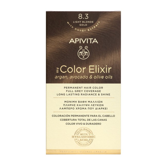 Apivita My Color Elixir 8.3 Ξανθό Ανοιχτό Χρυσό Μόνιμη Βαφή Μαλλιών 1 τμχ product photo