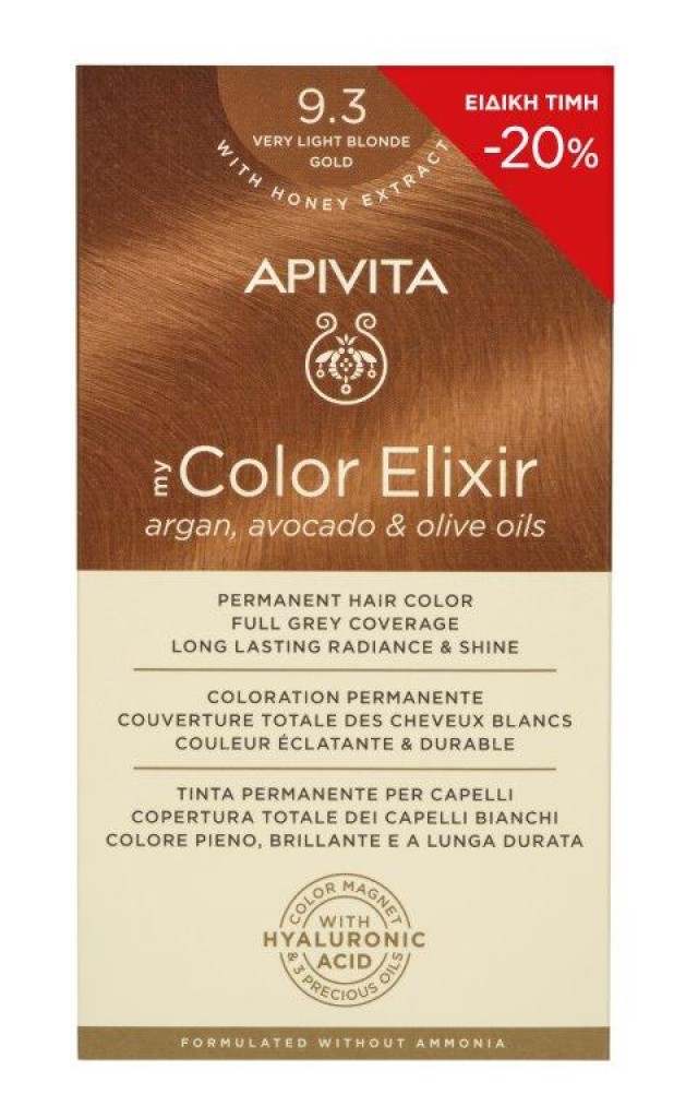 Apivita Promo My Color Elixir Μόνιμη Βαφή Μαλλιών 9.3 Ξανθό Πολύ Ανοιχτό Χρυσό -20% product photo