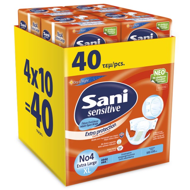Sani Sensitive Monthly Pack No4 Extra Large Ανοιχτή Πάνα Ακράτειας (4x10 τεμ) 40τεμ product photo
