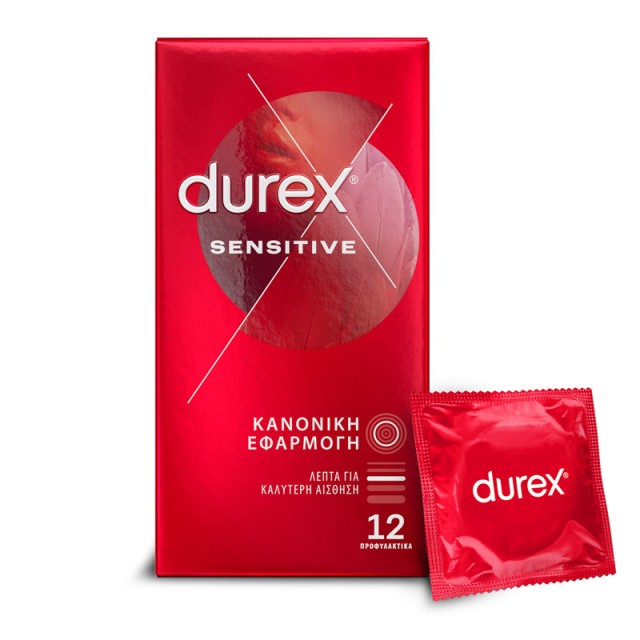 Durex Sensitive Προφυλακτικά Λεπτά Κανονική Εφαρμοργή 12 τεμ product photo