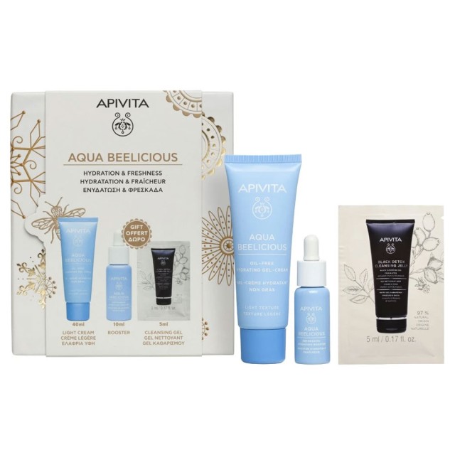 Apivita Promo Aqua Beelicious Oil-Free Hydrating Light Texture Gel-Cream 40ml & Δώρο Refreshing Hydrating Face Booster 10ml & Δώρο Black Detox Cleansing Jelly 5ml product photo