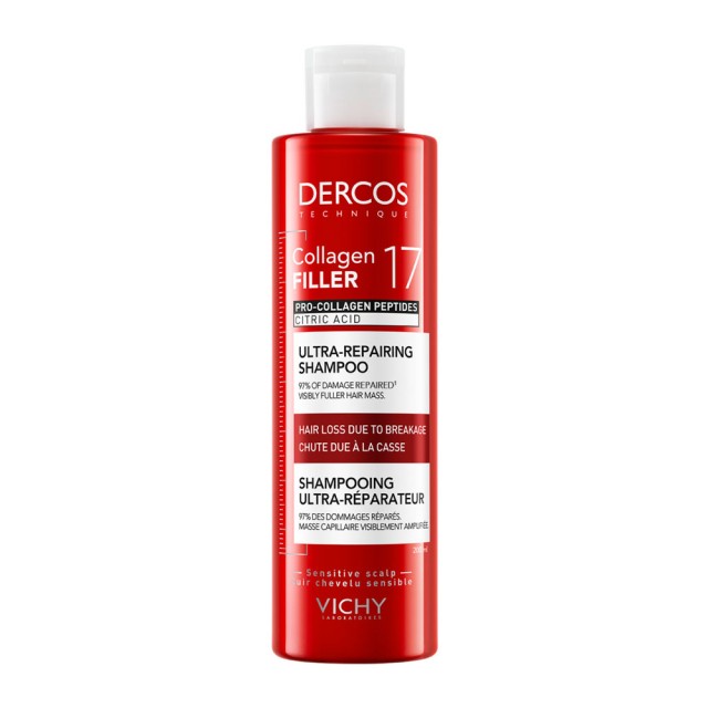 Vichy Dercos Collagen 17 Filler Ultra-Repairing Shampoo Επανορθωτικό Σαμπουάν Μαλλιών κατά του Σπασίματος 200gr product photo
