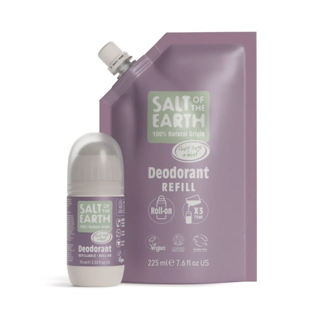 Salt of the Earth Vegan Αποσμητικό Roll-On Clary Sage & Mint Refill Pouch 300ml product photo