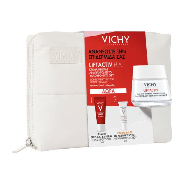 Vichy Promo Liftactiv Η.Α. Anti-Wrinkle Firming Cream 50ml & Δώρο B3 Face Serum 5ml & Capital Soleil UV- Age Daily Spf50+, 3ml & Νεσεσέρ product photo