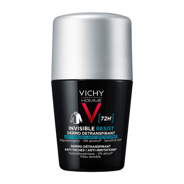 Vichy Homme 72h Invisible Resist Anti-Stains & Anti-Irritations Detranspirant Roll-on 50ml product photo