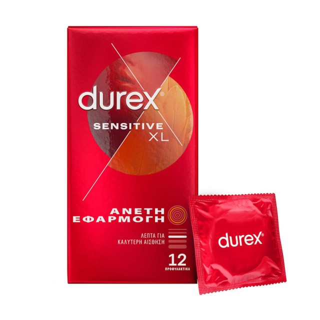 Durex Sensitive XL Λεπτά Προφυλακτικά με Άνετη Εφαρμογή 12 τεμ product photo
