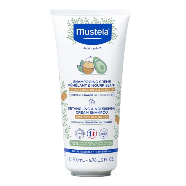 Mustela Detangling & Nourishing Cream Shampoo Παιδικό Κρεμώδες Σαμπουάν για Μακριά, Κυματιστά ή Σγουρά Μαλλιά 200ml product photo