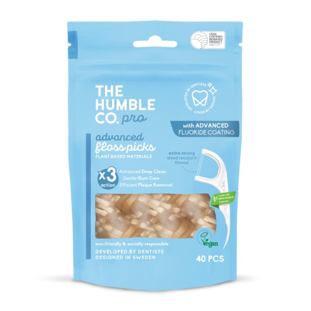 The Humble Co. Pro Advanced Οδοντικό Νήμα με Λαβή σε Λευκό Χρώμα 40τεμ product photo