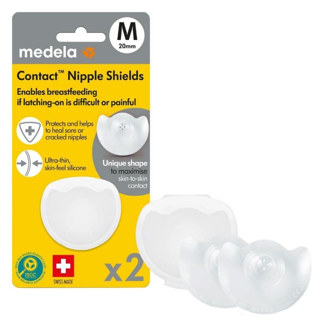 Medela Contact Nipple Shields Ψευδοθηλές Σιλικόνης Μ (20mm) με Θήκη 2τεμ product photo