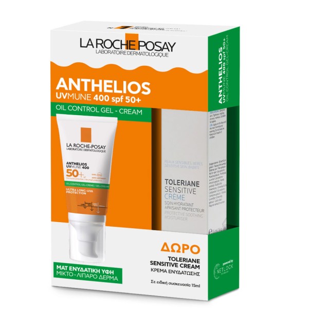 La Roche Posay Promo Anthelios UVMune 400 Oil Control Gel Cream Spf50+, 50ml & Δώρο Toleriane Moisturiser Sensitive Cream 15ml product photo