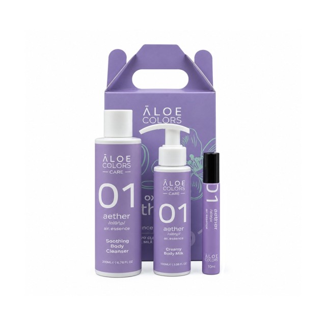 Aloe Colors 01 Aether Gift Box Σετ Δώρου με Soothing Body Cleanser Αφρόλουτρο 200 ml, Creamy Body Milk Γαλάκτωμα Σώματος 100 ml & Eau de Parfum 10 ml product photo