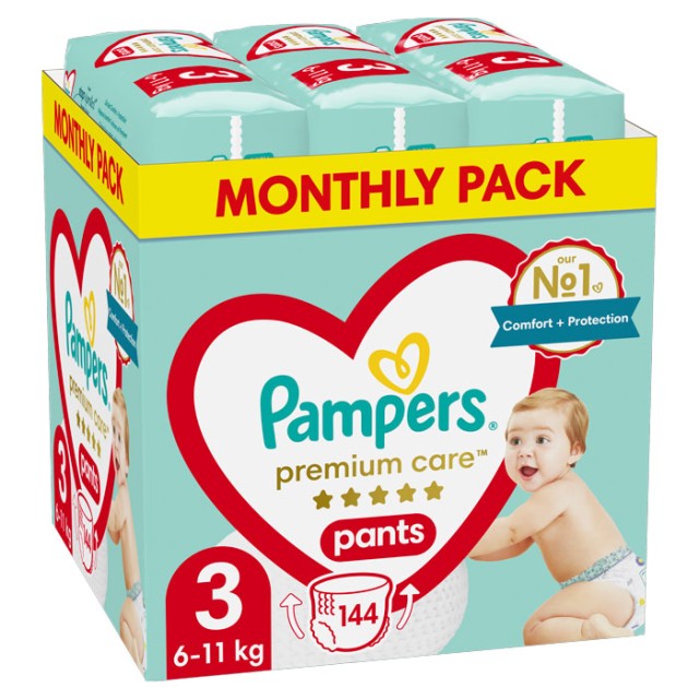 Pampers Monthly Pack Premium Care Pants Μέγεθος 3 (6kg-11kg) 144 Πάνες-Βρακάκι product photo